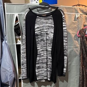 CACHE` EUC W Sz L  black, white and grey stretchy dress FIRM CLOSE OUT